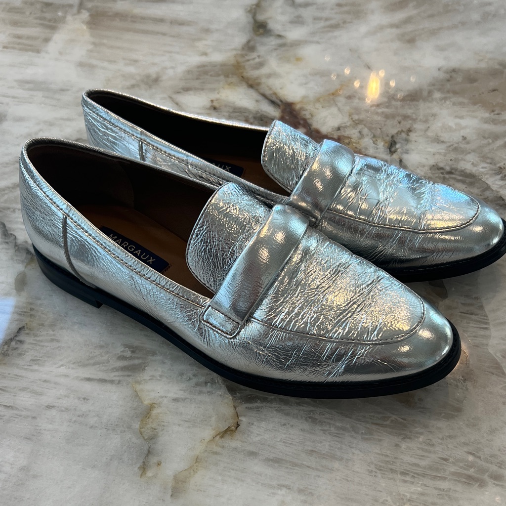 Margaux Silver Metallic Loafers "The Andie"